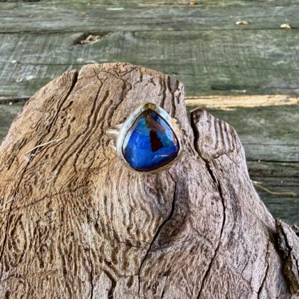 boulder opal-silver-ring-blue-sandrdakernsjewellery