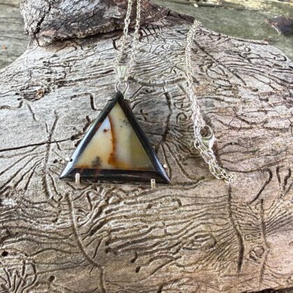 dalmation jasper-mahogany jasper-silver-pendant-triangle-sandrakernsjewellery
