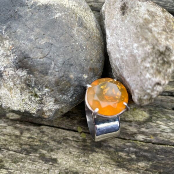 fire opal,ring,orange,silver,top,sandrakernsjewellery