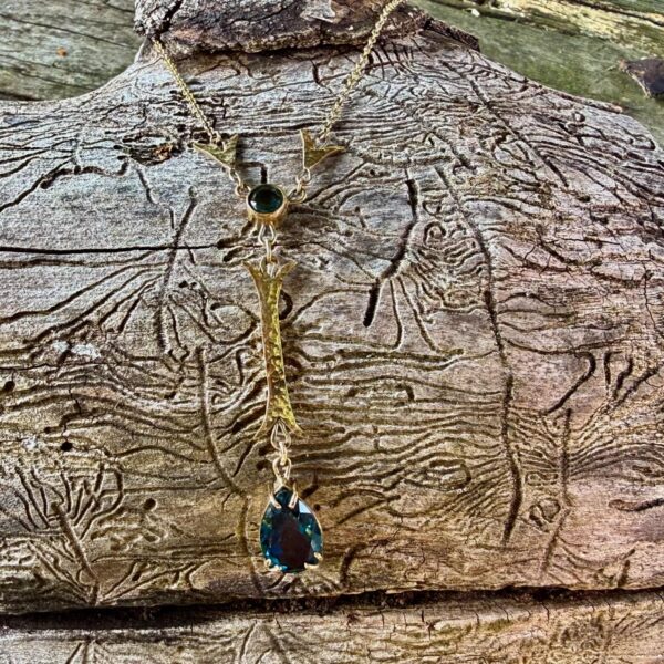 london blue topaz-9ct gold-necklace-art deco-style-sandrakernsjewellery london blue topaz-9ct gold-necklace-art deco-style-sandrakernsjewellery